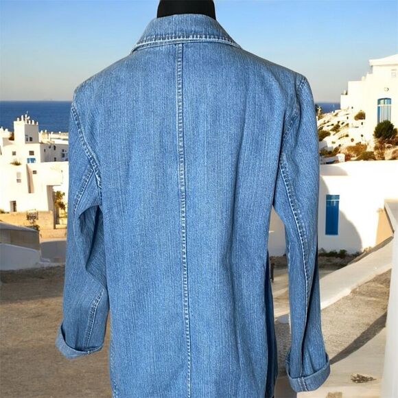 Style & Co Denim Blazer with Pockets 100% Cotton Size Medium - Picture 5 of 9